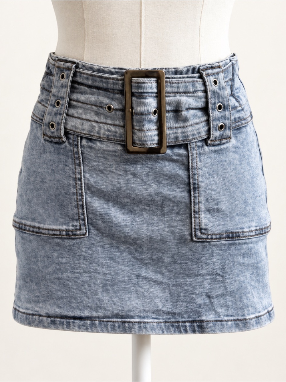 Edikted Cargo Denim Mini Skirt XS Low Rise Y2K Utility